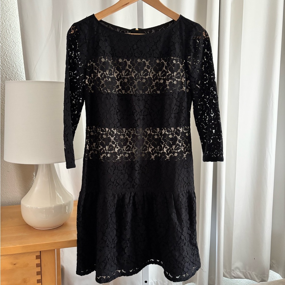 Ann Taylor Black Lace Long Sleeve Dress